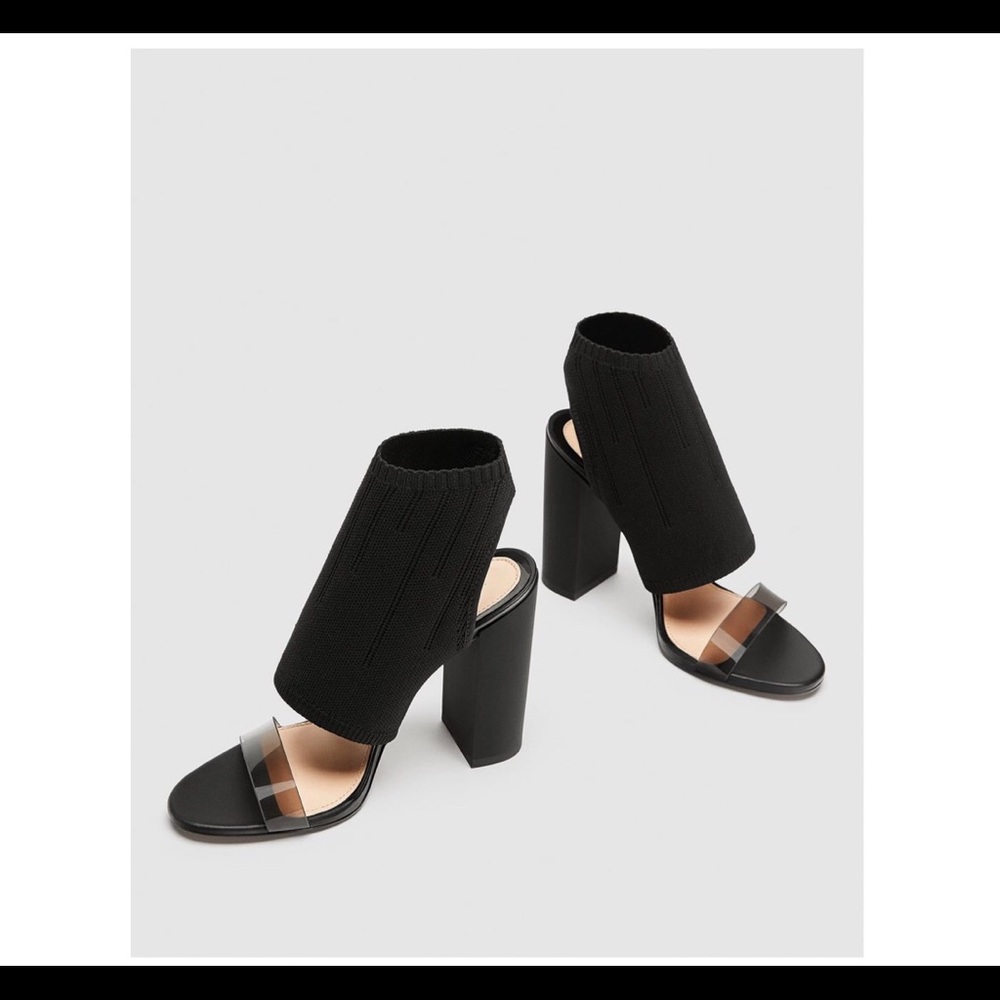 Black Chunky Heeled Sandals